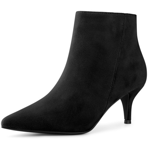 Perphy Pointed Toe Kitten Heels Ankle Booties Stiletto Heels Black Ankle Boots for Women 7.5 M US