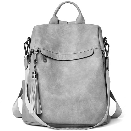 BROMEN Backpack Purse for Women Leather Anti-theft Travel Backpack Fashion Shoulder Bag Retro Grey BROMEN Backpack Purse for Women Leather Anti-theft Travel Backpack Fashion Shoulder Bag Retro Grey