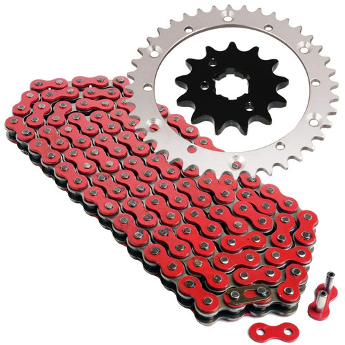 Caltric Red Drive Chain And Sprockets Kit Compatible with Yamaha Warrior 350 Yfm350X 1989-2004 Caltric Red Drive Chain And Sprockets Kit Compatible with Yamaha Warrior 350 Yfm350X 1989-2004