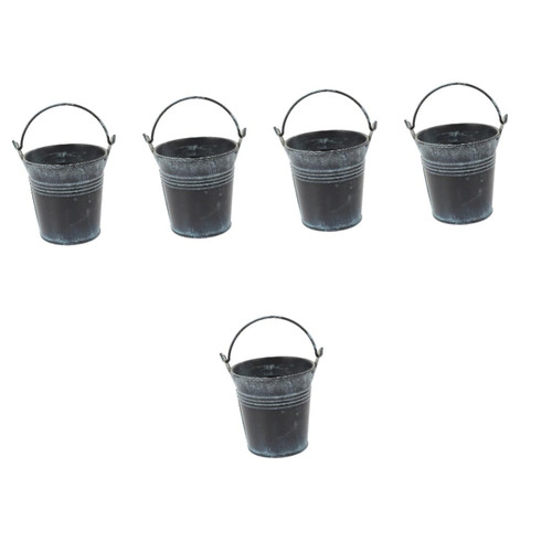 Garneck 15 pcs Tin Small Flower Bucket Tiny Galvanized pails Farmhouse Metal Bucket Mini tin Flowerpot Buckets planters for Indoor Plants Galvanized Bucket jug Vintage Office Iron