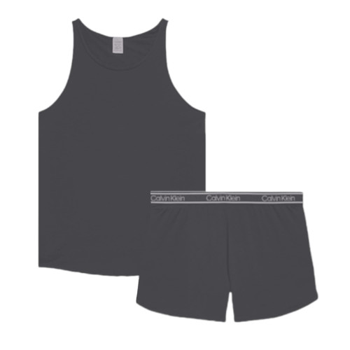 Calvin Klein Women's Viscose Blend 2 Piece Tank and Shorts Pajama Lounge Set (as1, alpha, l, regular, regular, Grey(qp2603-021)/Wh)