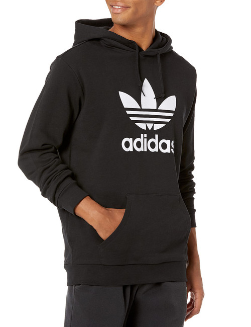 adidas Originals Men's Adicolor Classics Trefoil Hoodie, Black/White, Small