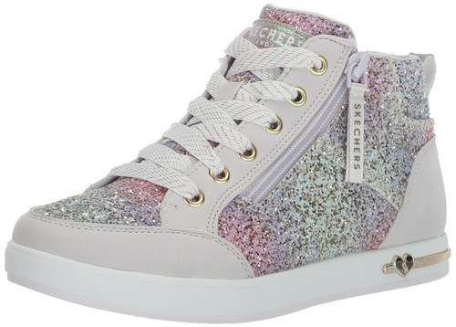 Skechers Kids Girls Street Shoutouts 2.0-Glitter Steps Sneaker, Lavender/Multi, 3 Little Kid