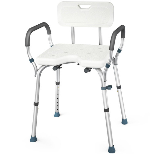 DEZOON Heavy Duty Shower Chair Seat with Back and Padded Armrests Sturdy Shower Seat for Inside Shower Tool-Free Assembly Spa Bathtub Adjustable Height Shower Stools Slip Resistant for Seniors