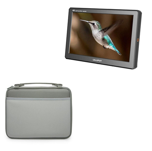 BoxWave Case Compatible with Lilliput A8 (Case by BoxWave) - Hard Shell Briefcase, Slim Messenger Bag Briefcase Cover Side Pockets for Lilliput A8 - Pewter