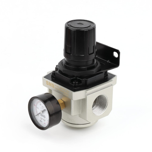 SNS Air Compressor Pressure Regulator with Bracket and Gauge Female Thread 1'' NPT 0-150 PSI Adjustable AR5000-N10
