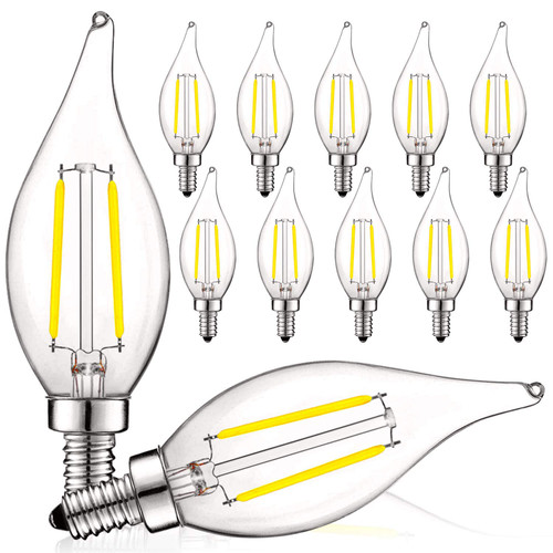 LUXRITE 4W Vintage Candelabra LED Bulbs Dimmable, 400 Lumens, 5000K Bright White, LED Chandelier Light Bulbs 40W Equivalent, Flame Clear Glass, Filament LED Candle Bulb, UL Listed, E12 Base (12 Pack) LUXRITE 4W Vintage Candelabra LED Bulbs Dimmable, 400 Lumens, 5000K Bright White, LED Chandelier Light Bulbs 40W Equivalent, Flame Clear Glass, Filament LED Candle Bulb, UL Listed, E12 Base (12 Pack)