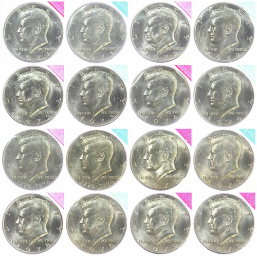 1971 P and D - 1979 Complete Set BU Kennedy Half Dollars - 16 Coins - Both P&D Mintmarks - US Mint Brilliant Uncirculated -