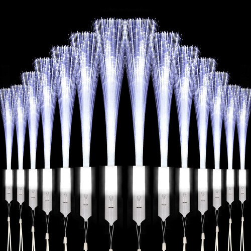YOFOBU 60PCS White Fiber Optic Wands Glow Fiber Wands Bulk LED Light Up Wands with 3 Flashing Modes LED Flashing Sticks for Wedding Bridal Shower Birthday Halloween Christmas
