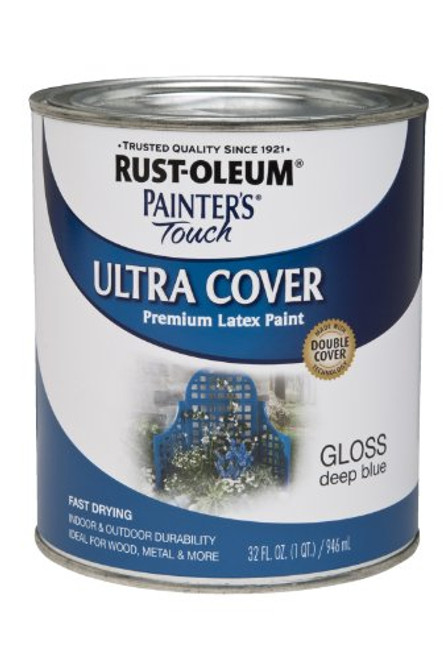 Rust-Oleum 224428 Painters Touch Quart Latex, Gloss Deep Blue