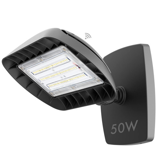 bulbeats LED Flood Light Outdoor, 50W Integrated LED Security Wall Pack Flood Light, 5500LM Super Bright, 5000K Daylight, Dusk to Dawn, IP65 Waterproof Security Flood Light for Garage/Warehouse