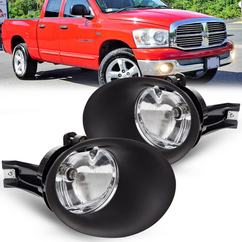 ENERBITIOUS Fog Lights Replacement for 2002 2003 2004 2005 2006 2007 2008 Dodge Ram 1500 2500 3500 Pickup Truck Fog Light Assembly Compatible with Halogen Bulbs, Switch and Wiring Kit-Black Bezels
