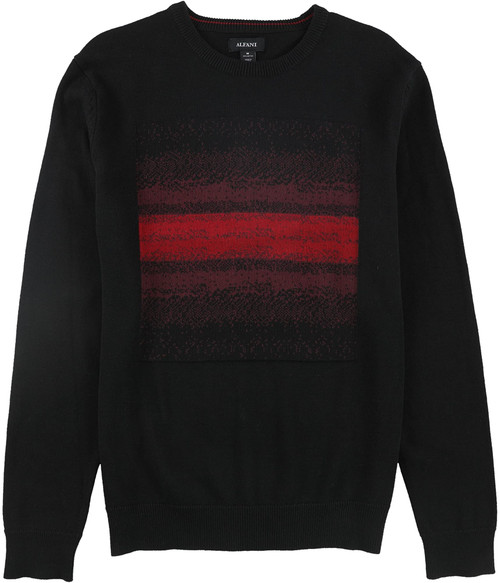 Alfani Mens Ombre Chenille Knit Sweater, Black, X-Large