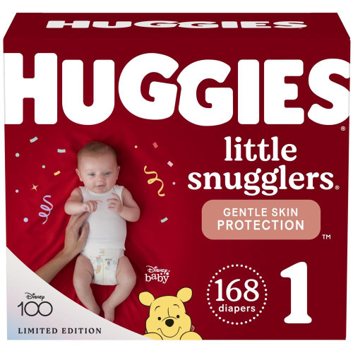 Huggies Size 1 Diapers, Little Snugglers Newborn Diapers, Size 1 (8-14 lbs), 168 Count