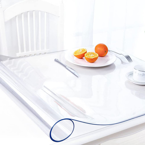 AimerGro 34x60 Inch Clear Table Top Protector Cover 1.5mm Thick Plastic Tablecloth Cover Pad Coffee Table Protector Pad Clear Vinyl Table Mat on Top of Dining Room Table Office Desk Dresser Easy Clean
