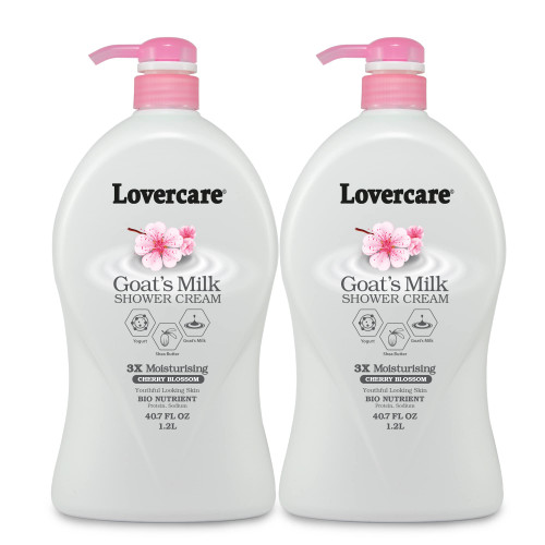Lovercare Goat's Milk Moisturizing Body Wash Milk Shower Cream Royal Cherry Blossom 40.7 Fl.Oz - Pack of 2 Lovercare Goat's Milk Moisturizing Body Wash Milk Shower Cream Royal Cherry Blossom 40.7 Fl.Oz - Pack of 2