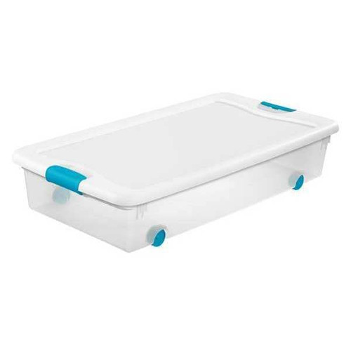 Clear/White Storage Tote 33 7/8 in x 18 3/4 in x 7 in H, 1 PK