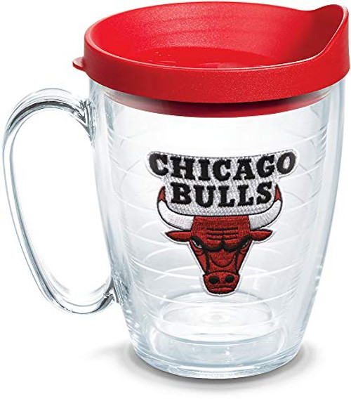 Tervis 1064558 NBA Chicago Bulls Primary Logo Tumbler with Emblem and Red Lid 16oz Mug, Clear