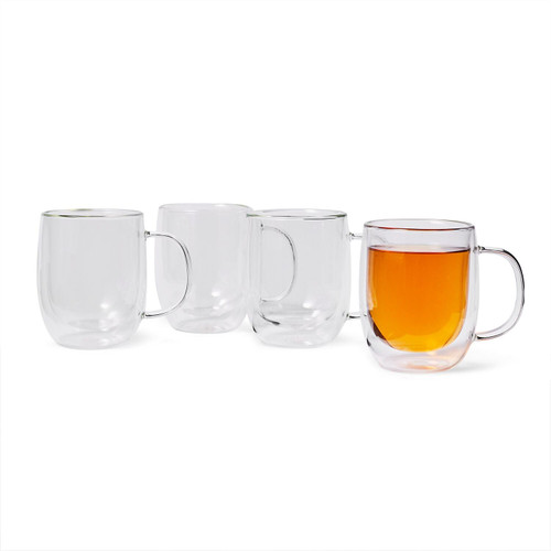 Sur La Table Double-Wall Coffee Glasses, Set of 4, Clear
