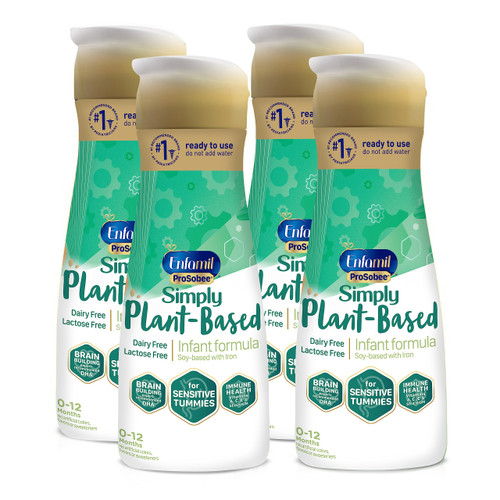 Enfamil Plant based Lactose-free Baby Formula,Ready-to-Feed Bottles, Enfamil ProSobee for Sensitive Tummies, Soy-based, Plant Sourced Protein, Lactose-free, Milk free ,32 Fl Oz (Pack of 4) Enfamil Plant based Lactose-free Baby Formula,Ready-to-Feed Bottles, Enfamil ProSobee for Sensitive Tummies, Soy-based, Plant Sourced Protein, Lactose-free, Milk free ,32 Fl Oz (Pack of 4)