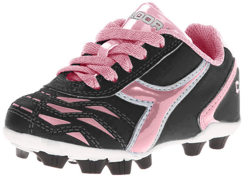 Diadora Capitano MD JR Soccer Shoe (Little Kid/Big Kid), Black/Pink, 10 M US Little Kid