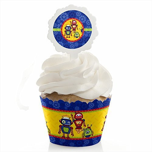 Big Dot of Happiness Robots Baby Shower or Birthday Party Cupcake Wrapper and Pick - Cupcake Decorating Kit - Set of 24 Big Dot of Happiness Robots Baby Shower or Birthday Party Cupcake Wrapper and Pick - Cupcake Decorating Kit - Set of 24