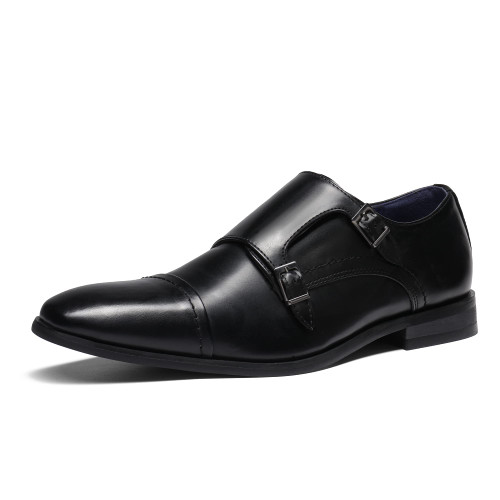 Bruno Marc Men's Dress Loafer Shoes Monk Strap Slip On Loafers Black Size 7 M US Hutchingson_2