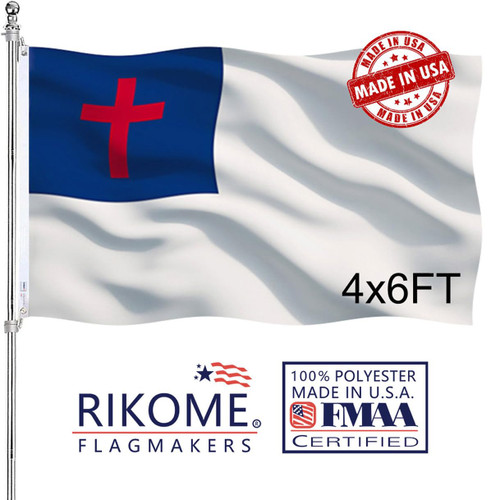 RIKOME Double Sided Christian Flag 4x6 Outdoor Made In USA- Heavy Duty 3Ply Polyester Christianity Easter Day Jesus Flags Banners with Brass Grommets