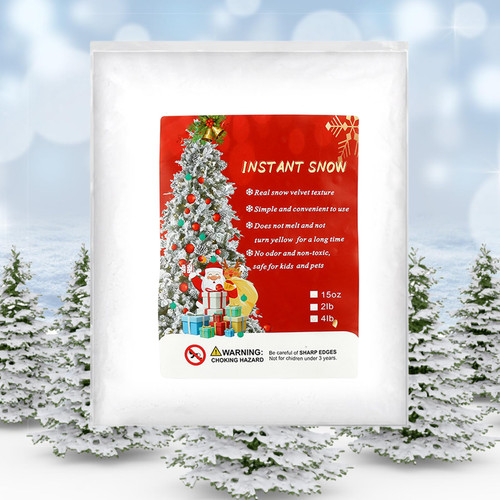 KZCUVNV Snow Flocking Powder, Instant Snow Powder, Artificial Snow Flock for Christmas Tree, Self-Adhesive Fake Snow Decoration for Winter Displays (4 Pounds)