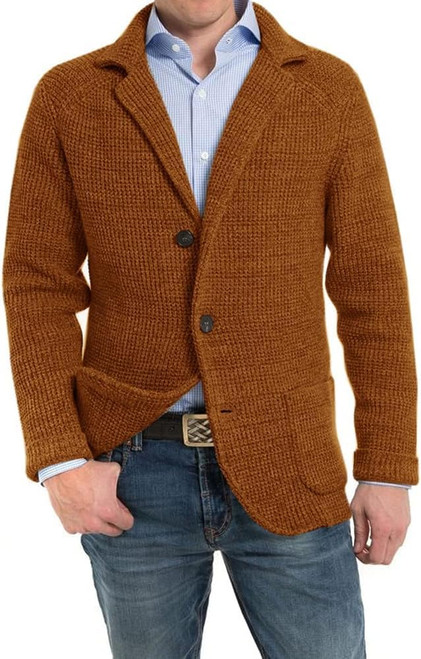 Aoysky Men's Shawl Collar Cardigan Sweater Button Down Knitwear with Pockets Camel Aoysky Men's Shawl Collar Cardigan Sweater Button Down Knitwear with Pockets Camel