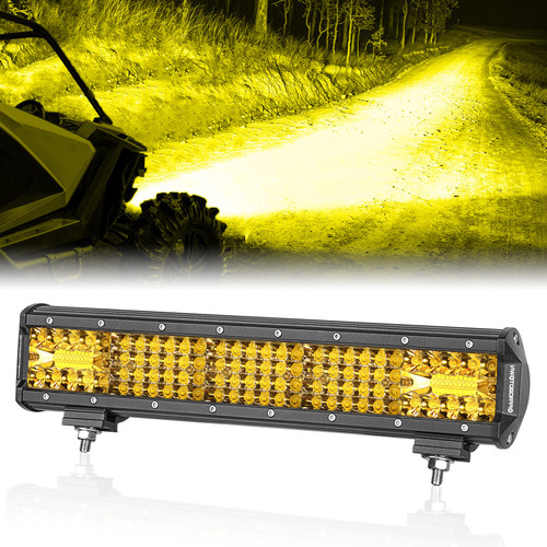 Amber LED Light Bar, OFFROADTOWN 15'' 224W Quad Row Spot Flood Combo LED Driving Light Bar LED Work Light Yellow Fog Light for Off Road Truck Pickup Jeep SUV UTV ATV Boat