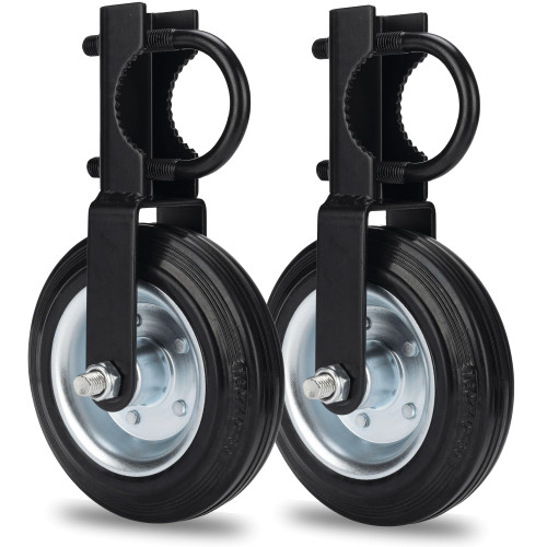 Gate Wheel Supporting Metal Swing Gate with 1-5/8" Thru 2" Frames, 6" Gate Helper Wheels for Metal Tube Fence Gate, Heavy Duty Fence Wheel for Chain Link, Prevent Gate Dragging & Sagging Black -2 Pack