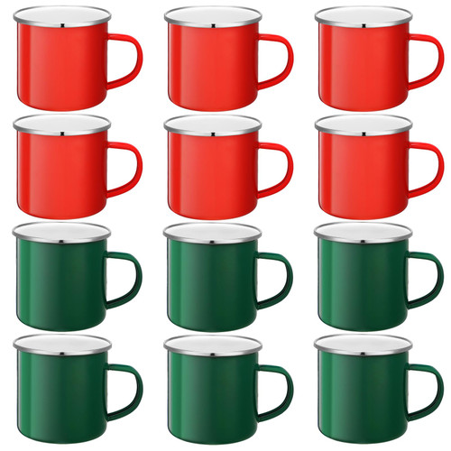 Uiifan12 Pcs Christmas Enamel Coffee Mugs Bulk 12 oz Hot Winter Holiday Galvanized Steel Fall Coffee Cups Seasonal Christmas Mug Gifts for Women Coworkers Camping Hot Chocolate (Red, Green) Uiifan12 Pcs Christmas Enamel Coffee Mugs Bulk 12 oz Hot Winter Holiday Galvanized Steel Fall Coffee Cups Seasonal Christmas Mug Gifts for Women Coworkers Camping Hot Chocolate (Red, Green)