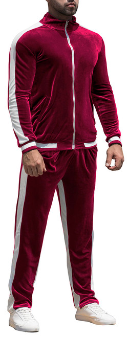 RPOVIG Velour Tracksuit Sweatsuit Velvet:Men's Jogging track suit 2 Pieces Set Zip Up Sweatshirts Jacket Pants With Pockets