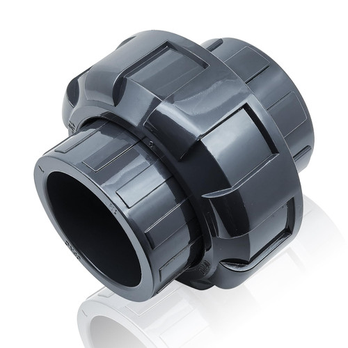 PVC Union Pipe Fittings, 1Pc 4inch Slip Union Coupling Adapter, Schedule 80, EPDM O-ring, Socket x Socket, Grey