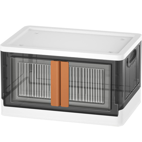 Storage Bins with Lids, 32 Qt Stackable Storage Bins with Open Front Door, Plastic Storage Bins for Closet Organizers and Storage, Collapsible Storage Bins, Folding Storage Box for Closet Organizer Storage Bins with Lids, 32 Qt Stackable Storage Bins with Open Front Door, Plastic Storage Bins for Closet Organizers and Storage, Collapsible Storage Bins, Folding Storage Box for Closet Organizer