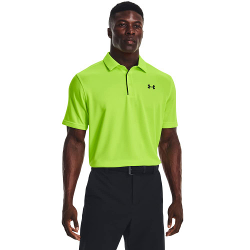 Under Armour Men's Tech Golf Polo , (369) Lime Surge / / Black , Large
