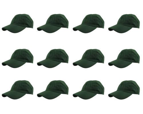 Gelante Baseball Caps Hats 100% Cotton Plain Blank Adjustable Size Wholesale Bulk of 12 Pack Dark Green