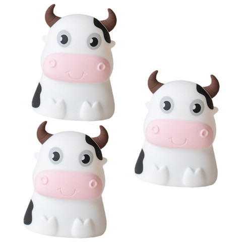 DOITOOL 3 Pcs Silicone Night Light Gift for Teen Girls Cow Nursery Light Cow Table Light Led Bedside Light Animal Night Light Animal Silicone Lamps Infant Gift Decorate Abs Child Christmas