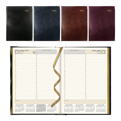 Brownline 2024 Executive Daily Planner, Appointment Book, 12 Months, January to December, Sewn Binding, 10.75" x 7.75", Trilingual, Assorted Colors (CBE514.ASX-24)
