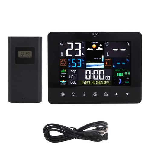 Weather Station, Wireless Indoor Outdoor Thermometer, Color Display Weather Thermometer,Colorful Touch Screen Digital Weather Forecast Station Wireless Indoor Outdoor Thermometer