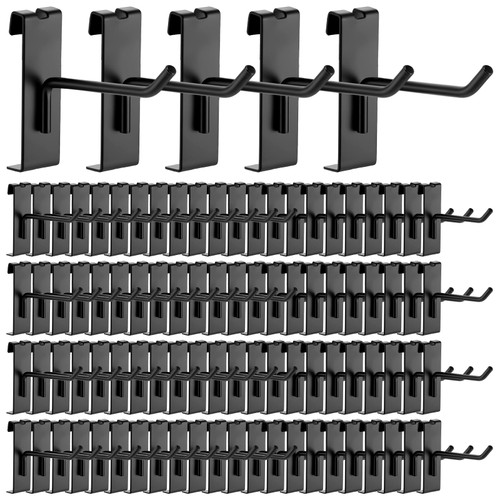 Zonon 100 Pcs Black Gridwall Hooks 4 Inch Display Hooks Metal Grid Wall Hangers Gridwall Pegs Gridwall Accessories for Retail Garage Shop Commercial Wire Panel Hanging