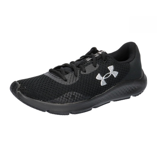 Under Armour Women's Charged Pursuit 3 Running Shoe, (003) Black/Black/Metallic Silver, 6