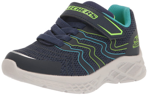 Skechers Kids Boy's Microspec Ii-Tromson Sneaker, Navy/Lime, 13 Little Kid