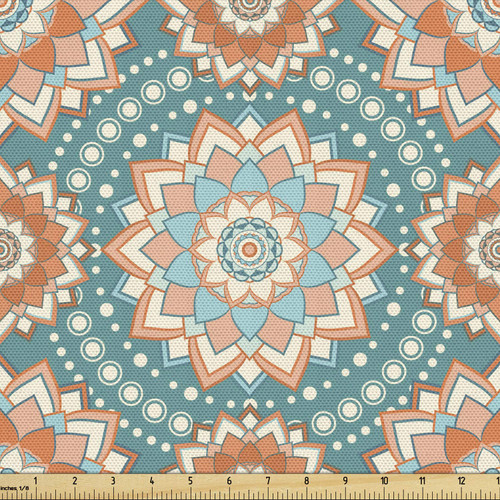 Ambesonne Lotus Fabric by The Yard, Mandala Motifs of The Oriental Cultures with Bohemian Inspired Flower, Decorative Fabric for Upholstery and Home Accents, 3 Yards, Blue Beige Ambesonne Lotus Fabric by The Yard, Mandala Motifs of The Oriental Cultures with Bohemian Inspired Flower, Decorative Fabric for Upholstery and Home Accents, 3 Yards, Blue Beige