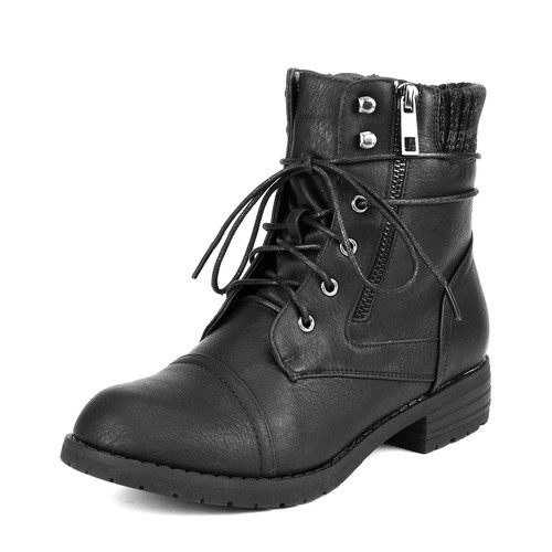 DREAM PAIRS Women's Peakk Black Lace Up Combat Boots Ankle Bootie Size 6 B(M) US