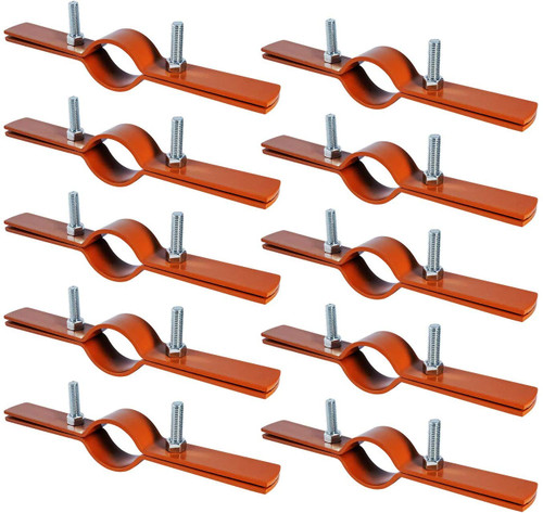 Highcraft DMST-FD12-10 Riser Clamp Vertical Pipe Hanger, Iron, CPVC, PEX 1/2 in. Copper Epoxy Coated Steel, 10 Pack