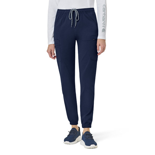 Carhartt womens Women's Carhartt Cargo Jogger Medical Scrubs Pants, Navy, X-Small Petite US