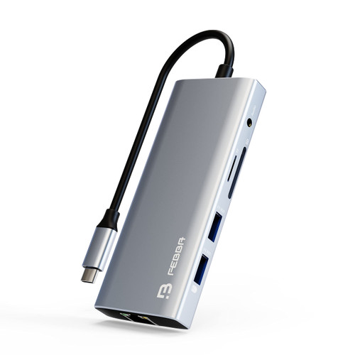 USB-C Hub for laptops, 11 in 1 USB c hub with Ethernet and HDMI, USB hub USB c Computer Networking hubs Support USB3.0 SD/MicroSD, Compatible with HP Dell Lenovo MacBook (Coolgrey_Ethernet)