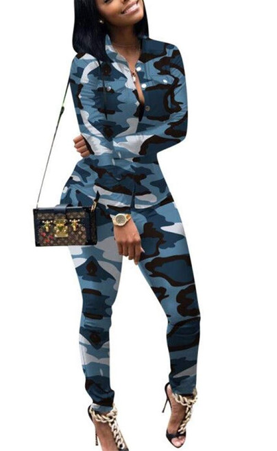 ksotutm Women's Two Piece Outfits Long Sleeve Camo Print Jacket with Sweatpants Sweatsuit Tracksuit Set